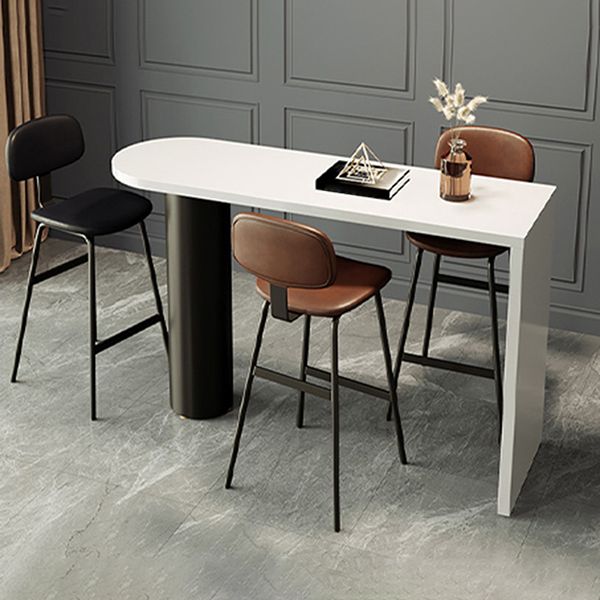 Contemporary White Wood Bar Table Double Pedestal Bar Dining Table