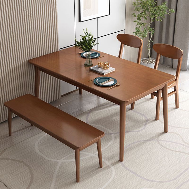 Rubberwood Solid Wood Dining Table Rectangle Dining Table for Kitchen