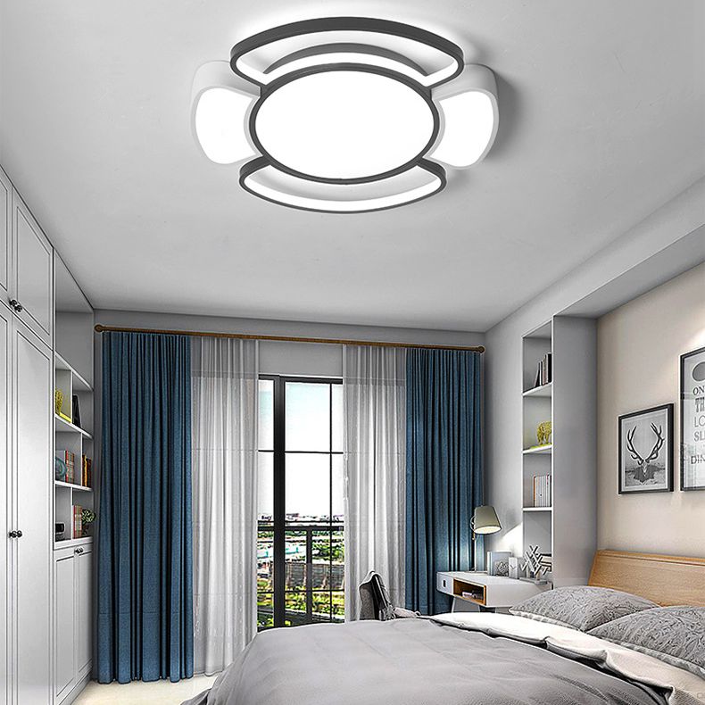 Fijador de techo geométrico de aluminio, Luz LED incorporada en blanco y negro Nórdico