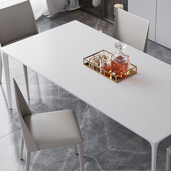 Table à manger standard de forme de rectangle simple blanc avec une base de 4 jambes avec une base de 4 jambes