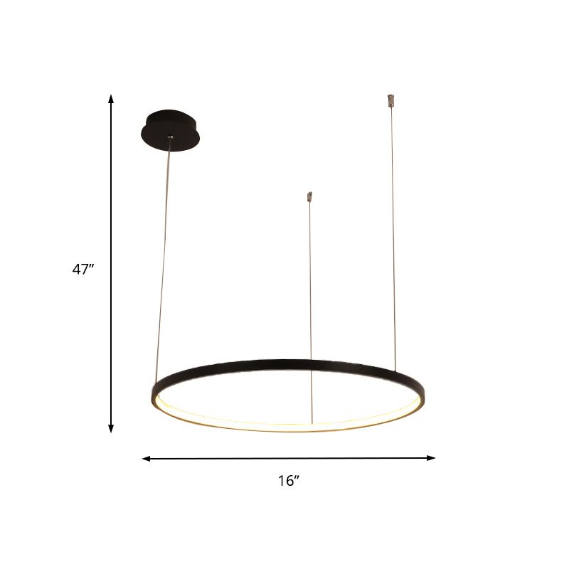 Lampada del lampadina circolare nera Acrilico minimalista 1/2/3 Luci a sospensione Light Seguit in Bianco/Luce calda