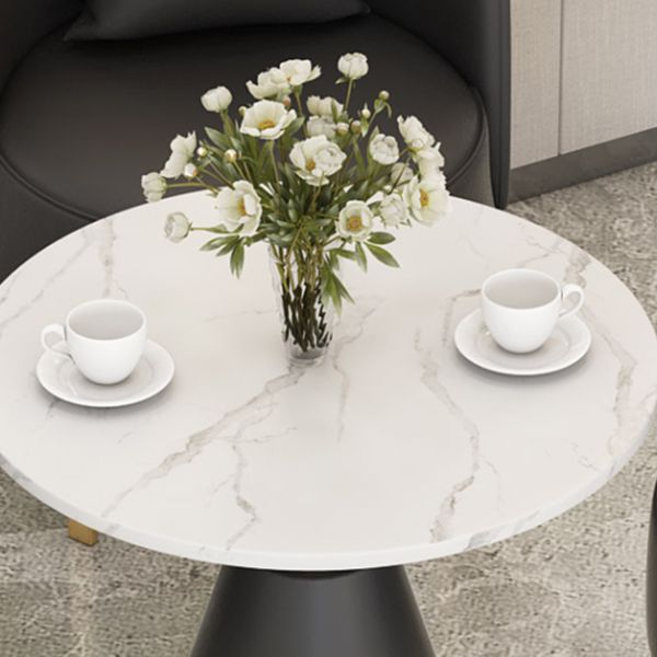 Luxury Sintered Stone Top Dining Table Indoor Round Table with Metal Pedestal