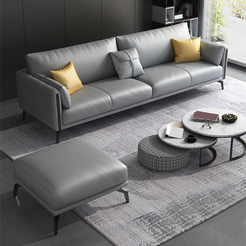 Gray Faux Leather Straight Arm Sofa/Sectionals with water proof for Living Room