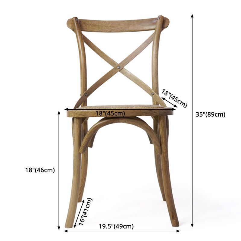 Chaises de salle à manger traditionnelles en bois massif, finition mate, chaise latérale à dossier croisé