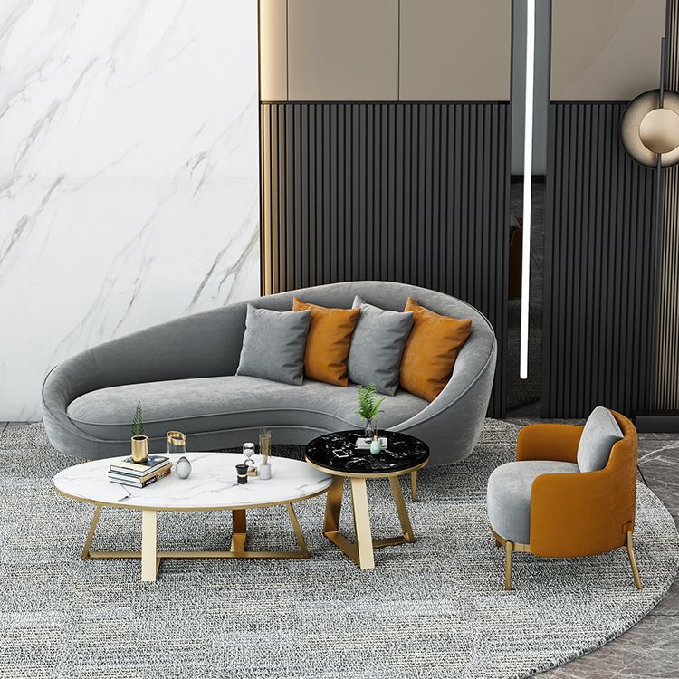 Velvet Tight Back Sofa with Tuxedo Arm and Grey Upholstery for Living Room