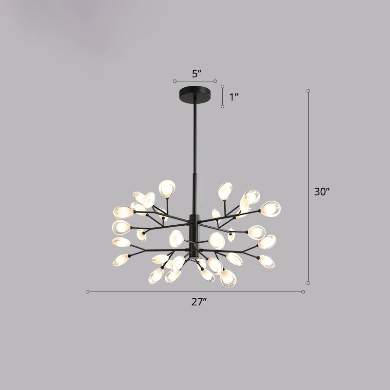 Black Tree Branches Ceiling Hang Lamp Contemporary Metal Chandelier for Living Room
