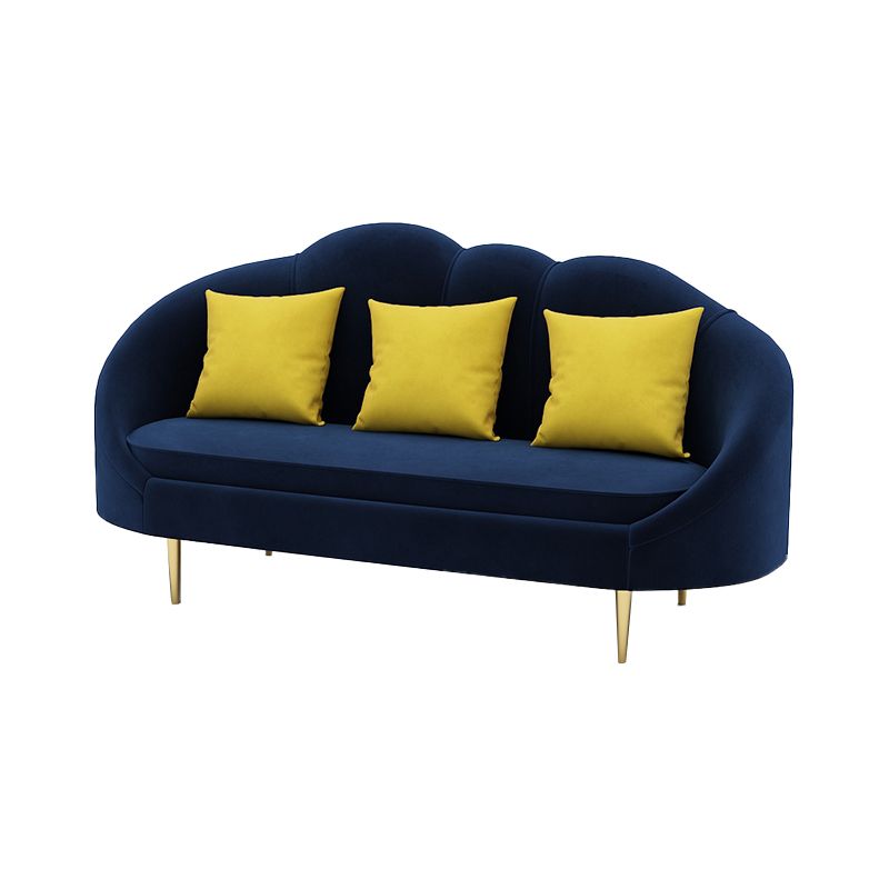 Velvet Sloped Arm Sofa Contemporary Standard Sofa with Sewn Pillow Back