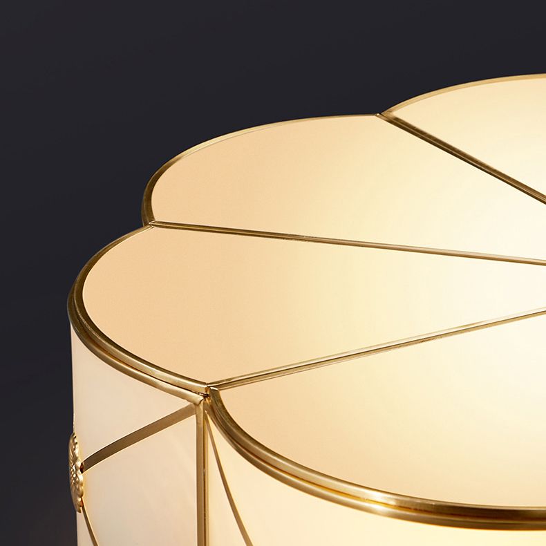 Plafonnier en verre à tambour doré, luminaire de plafond de Style Colonial pour salon