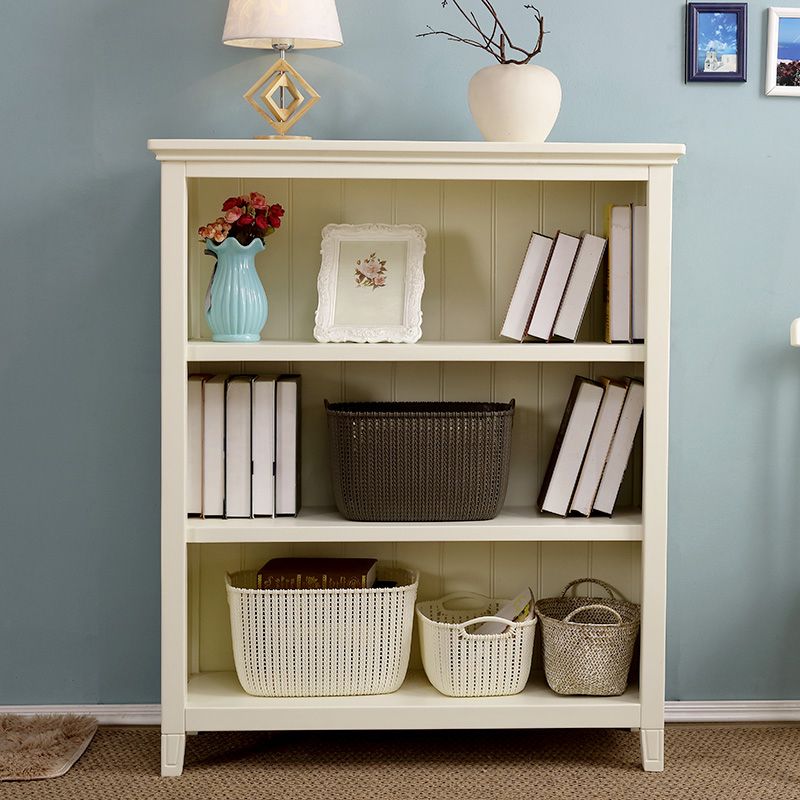 Modern Style Closed Back Book Shelf Standard Wooden Bookcase in White