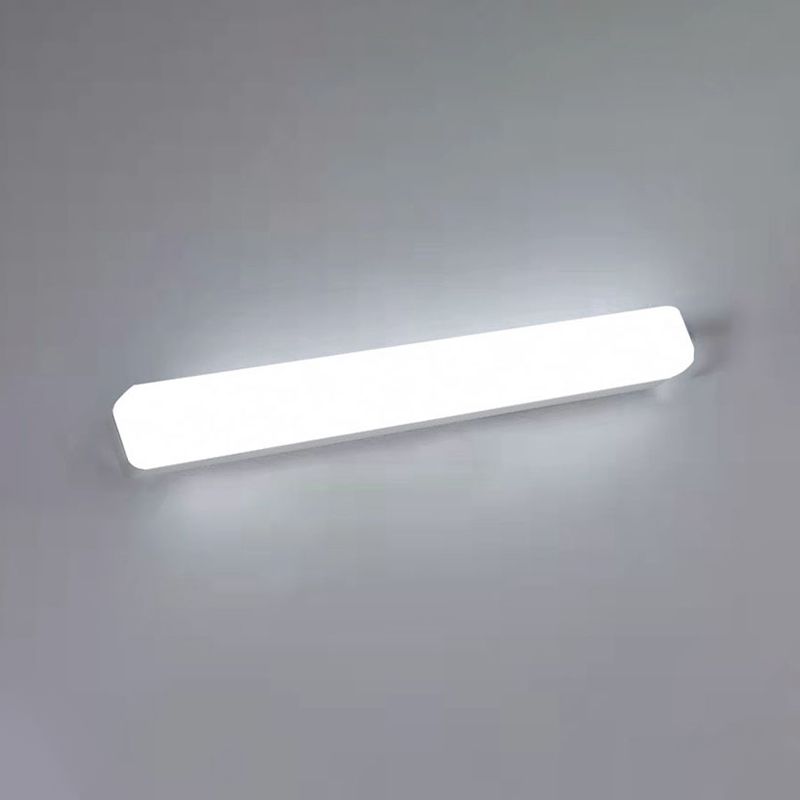Linear Shape Metal Wall Sconce Modern 1 Light Mirror Wall Mount Light Fixture in White