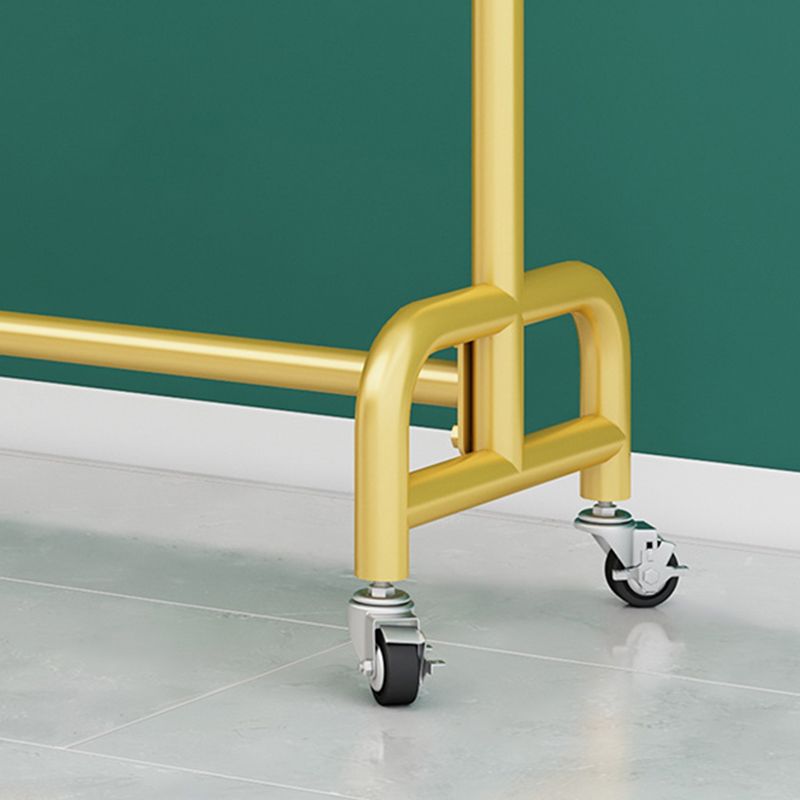Glam Coat Rack Metal Framed Hanging Rail and Hooks Hall Stand with Castors