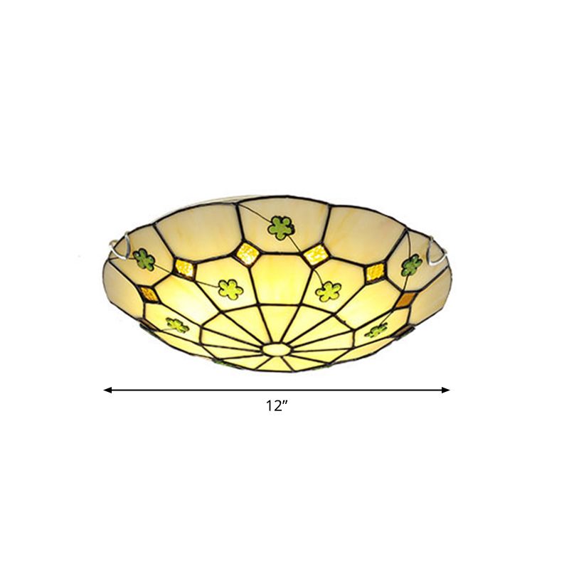 Luminaire de plafond encastré classique en verre Tiffany à motifs de grille