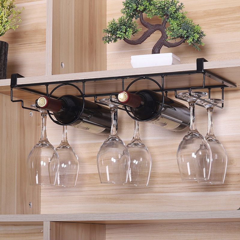 Industrial Hanging Wine Holder Metal Wine Glass Stemware Rack Holder