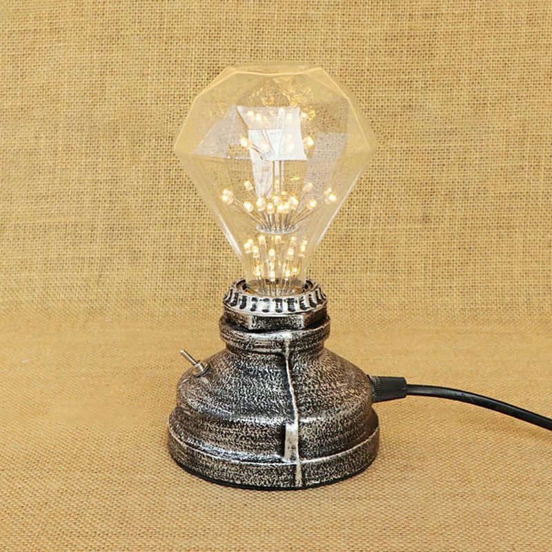 Bronze / vieilli en laiton 1 table de tête éclairage industriel fer forgé de bulbe de table debout lampe avec cordon plug-in