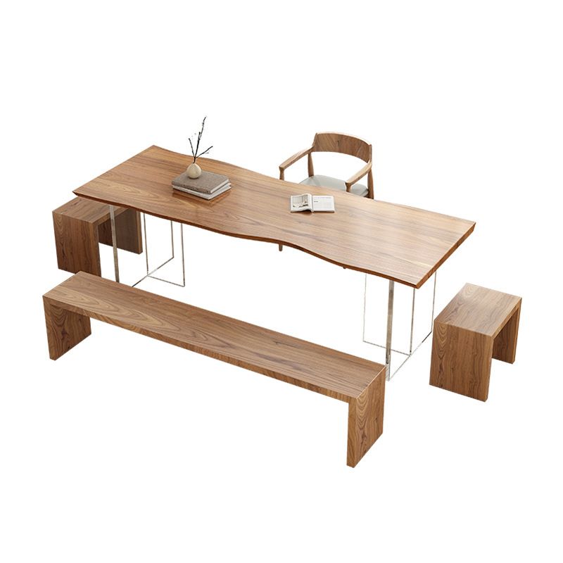 Rectangle Double Pedestal Dining Table Modern Wood Table for Dining Room