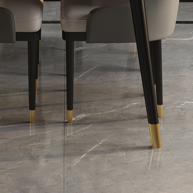 Modern Sintered Stone Dining Set with Rectangle Tabale and Metal Base Dining Set