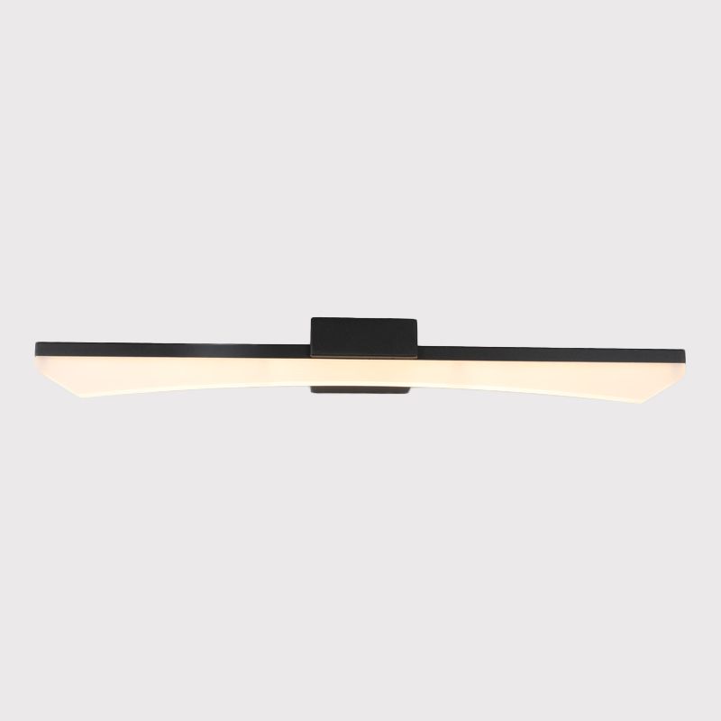Contemporary Curved Vanity Lighting Fixture Acrylic LED Bathroom Sconce Light in Black, Warm/White Light