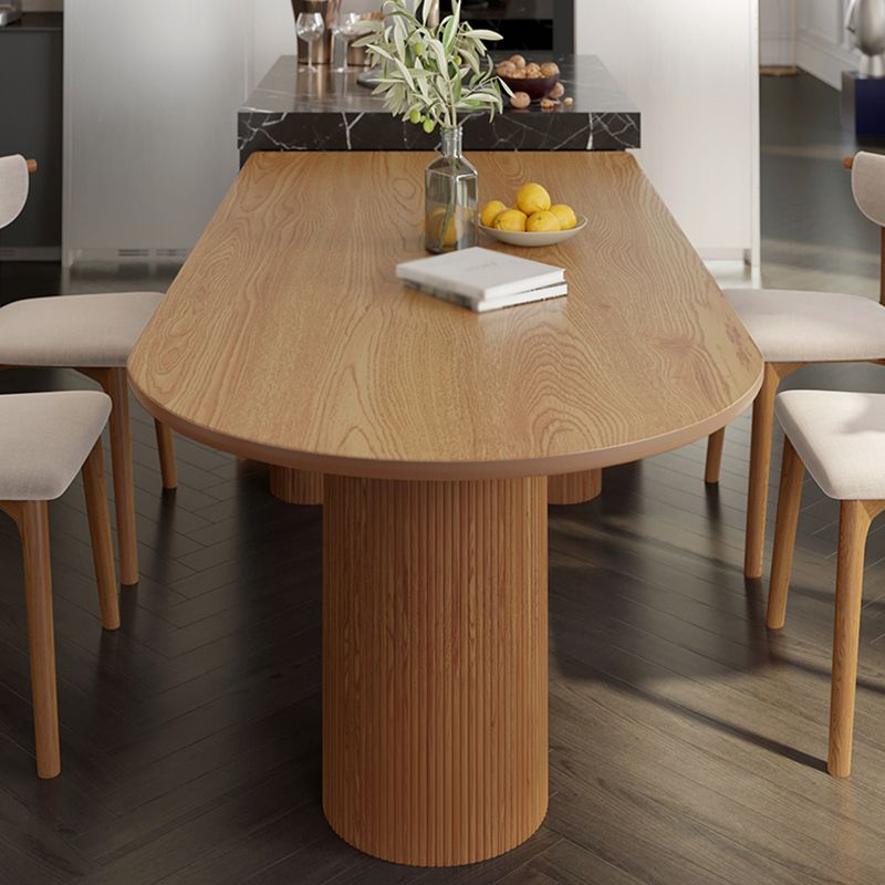 Modern Solid Wood Irregular Shape Dining Table Kitchen Dining Table with Double Pedestal Bases