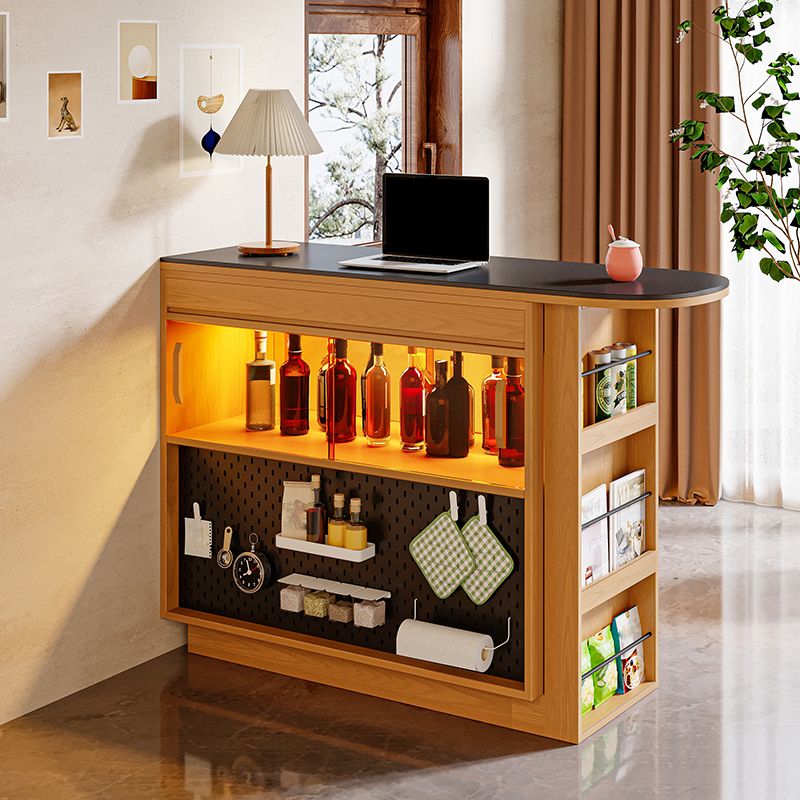 Black Stone Free Form Kitchen Island Table with Pine Wood Base