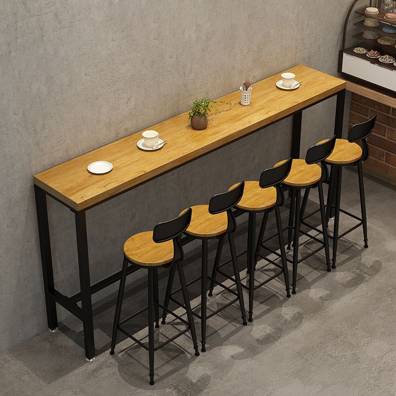Industrial 1/611 Pieces Bar Table Set Rectangle Pine Wood Counter Table with High Stools