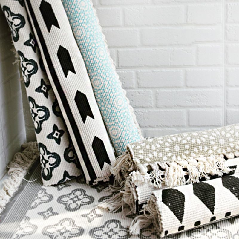 Casual Bohemian Rug Multicolored Geometric Carpet Pet Friendly Rug for Great Room