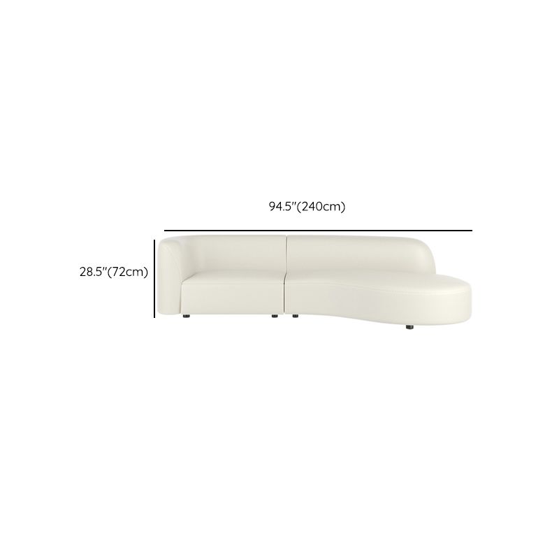 White Cushion Back Sofa Curved Corner Loveseat for Living Room