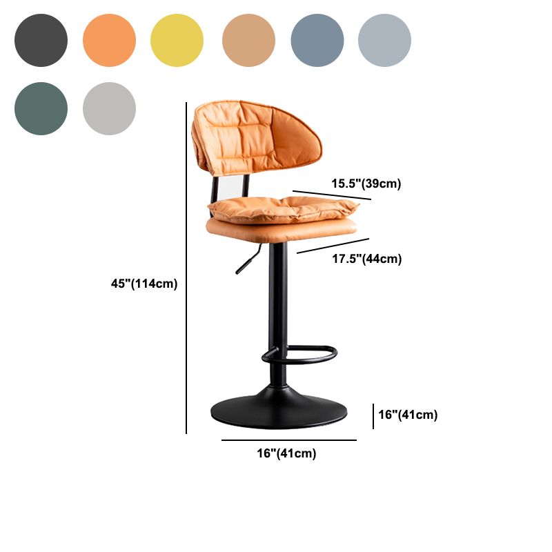 Scandinavian Metal Barstool Fabric Low Back Counter Stool in Matte Finish for Indoor