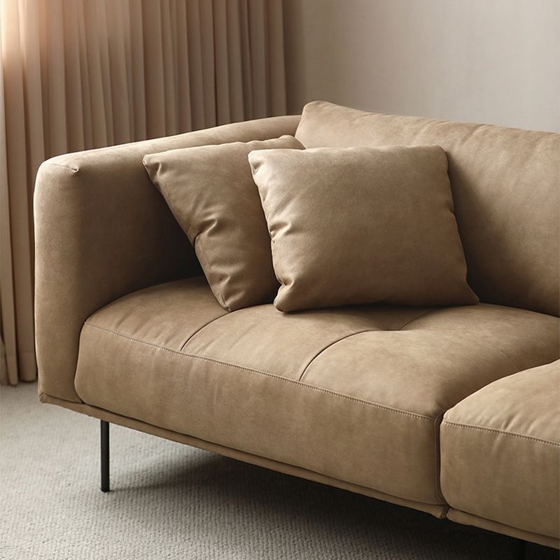 Modern Faux Leather Cushions Sofa Loose Back Tuxedo Arm Living Room Seating