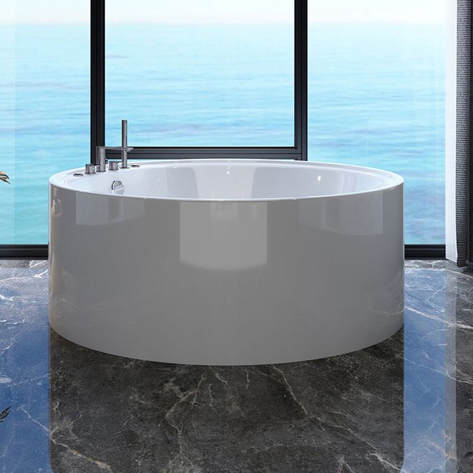 Acrylic Round Bath Tub Whirlpool Freestanding Bathtub with Tub Filler and Trim Kit