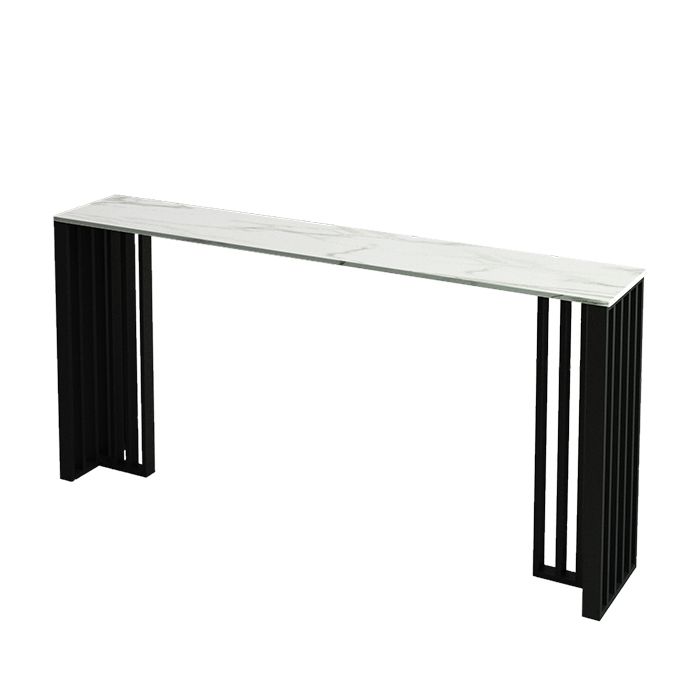 1/4 Pieces Industrial Black Bar Table Set Rectangle Bistro Set with Stone Top