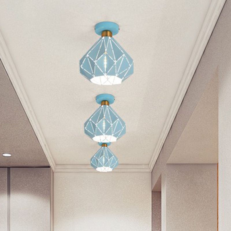Diamantförmige Deckenlampenmakaron-Eisen-1-Kopf-Korridor Halbflush Mount Light