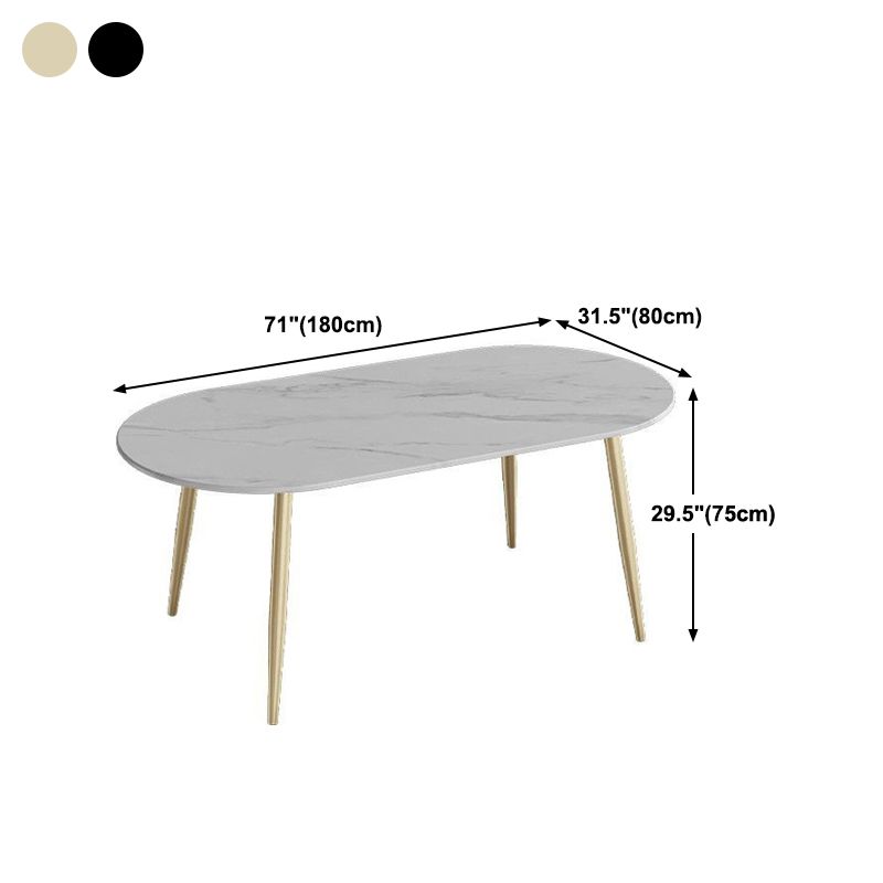 Modern Oval Dinette Table White Home Kitchen Dinner Stone Top 4-foot Resin Table