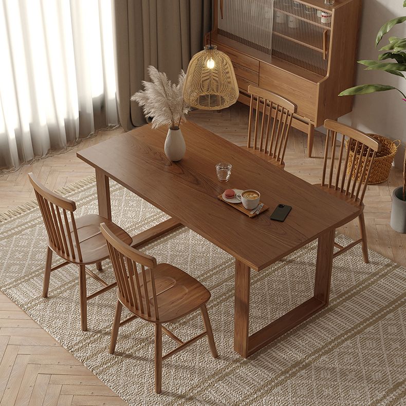 Modern 1/4/5 Pieces Rectangle Dining Set Solid Wood Dining Table with Chairs