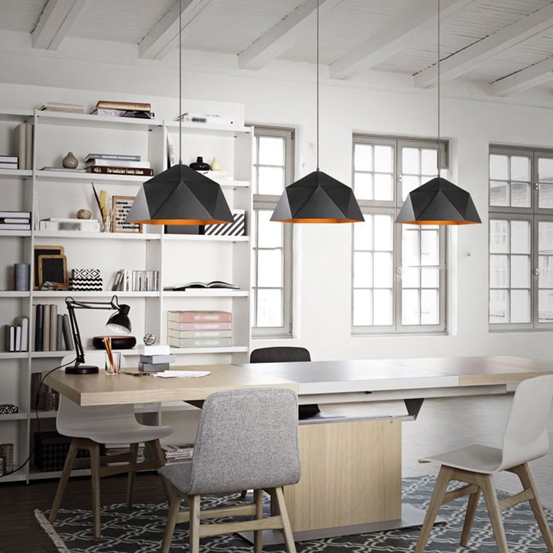 Ombre hexagonale à la baisse du pendentif Simplicité Style Pendre en métal Éclairage de pendentif en métal