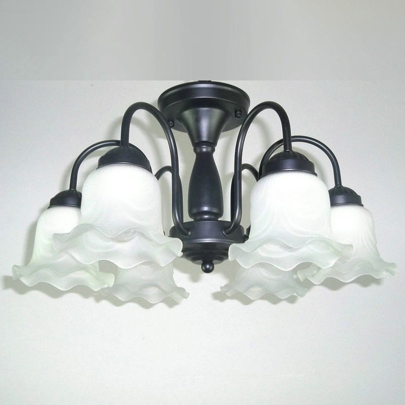 Lámpara de techo para salón de dormitorio con sombra de flores y luz empotrada de estilo tradicional
