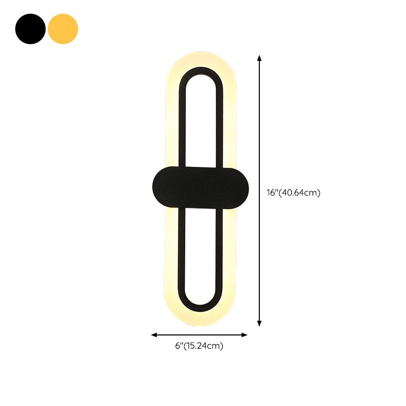 Minimalist LED Wall Lamp Ellipse Metal Sconce Lighting for Bedroom