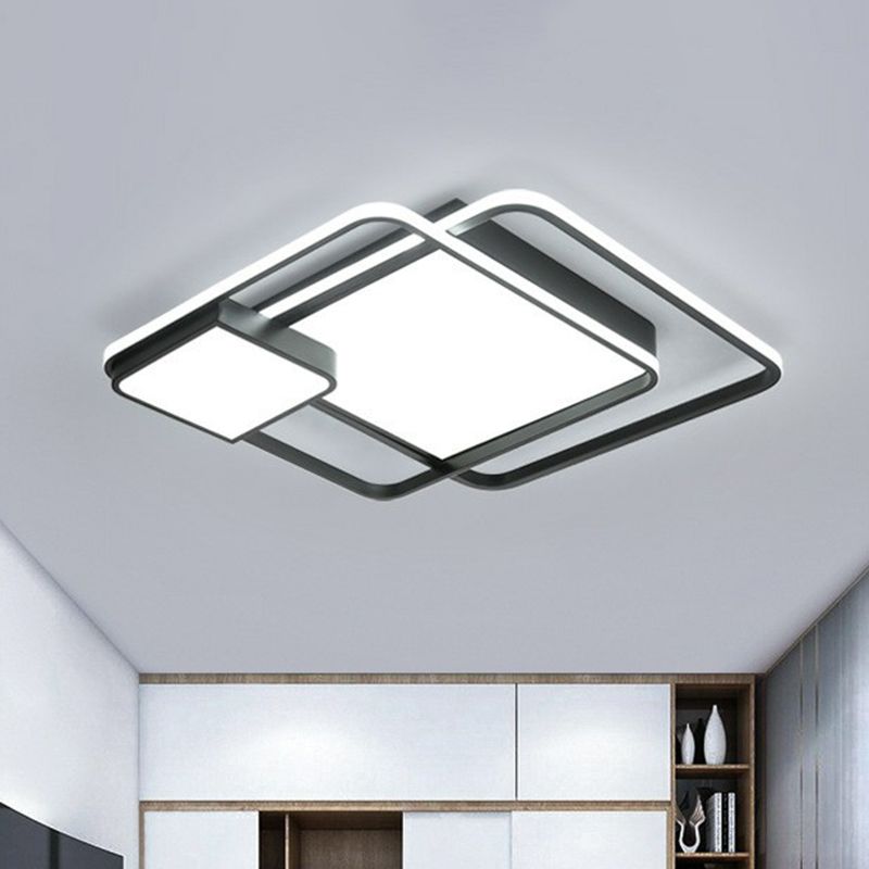 Moderno Splicing LED Flush Mount Acrylic Living Room Flushmount Ceiling Light in Nero