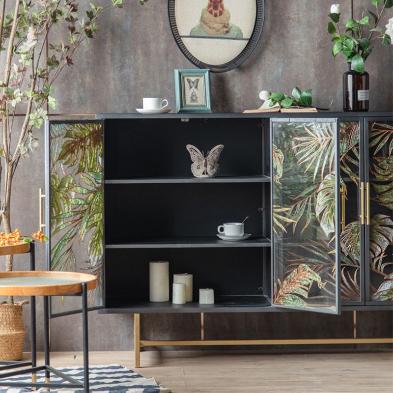 Iron 2/4 - Door Accent Cabinet Industrial Accent Cabinet with Wood Accents