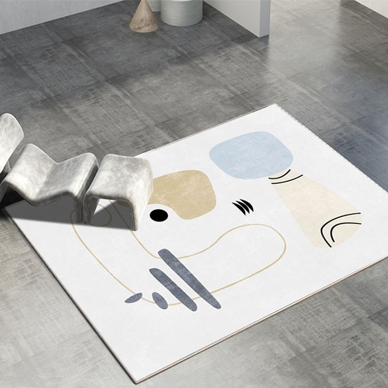 White Modern Carpet Polyester Color Block Carpet Stain Resistant Carpet for Drawing Room