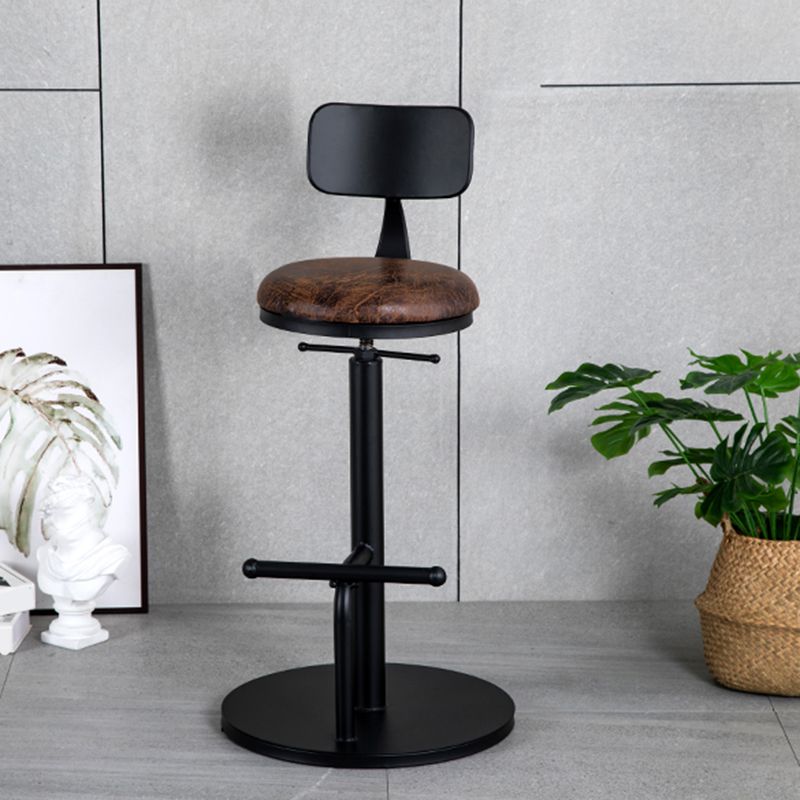 Scandinavian Metal Barstool Faux Leather Counter Stool With 4 Legs in Matte Finish