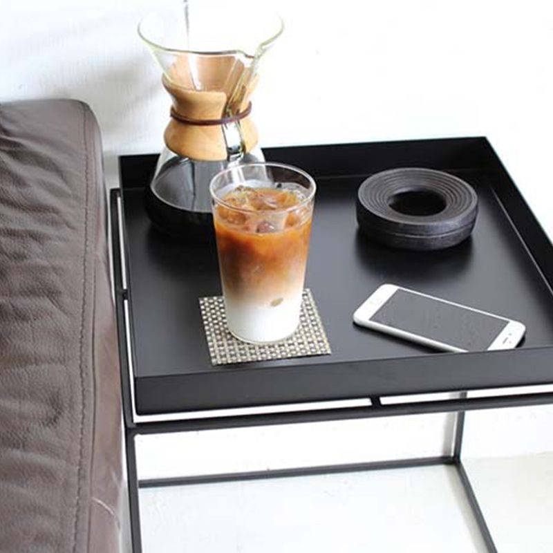 Square Iron Coffee Table Tray Top Simple Frame Cocktail Table