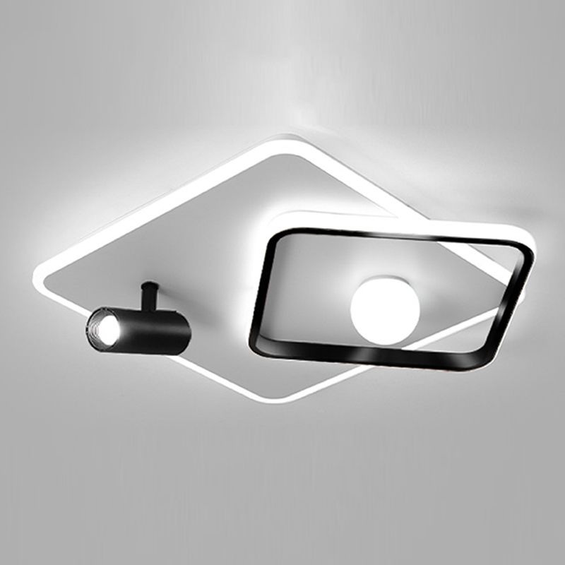 Modern Style Metal Ceiling Mounted Fixture Bedroom Flush Light with 1 Spotlight