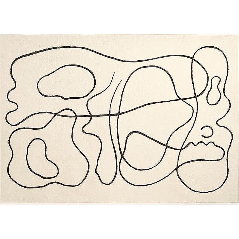 White Modern Carpet Abstract Pattern Polyester Area Rug Easy Care Backing Rug for Home Decor