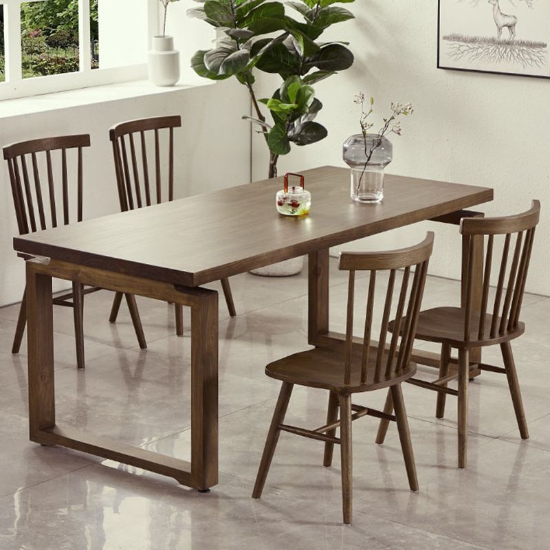 Industrial Double Pedestal Dining Table Pine Wood Table for Cafe Dining Room