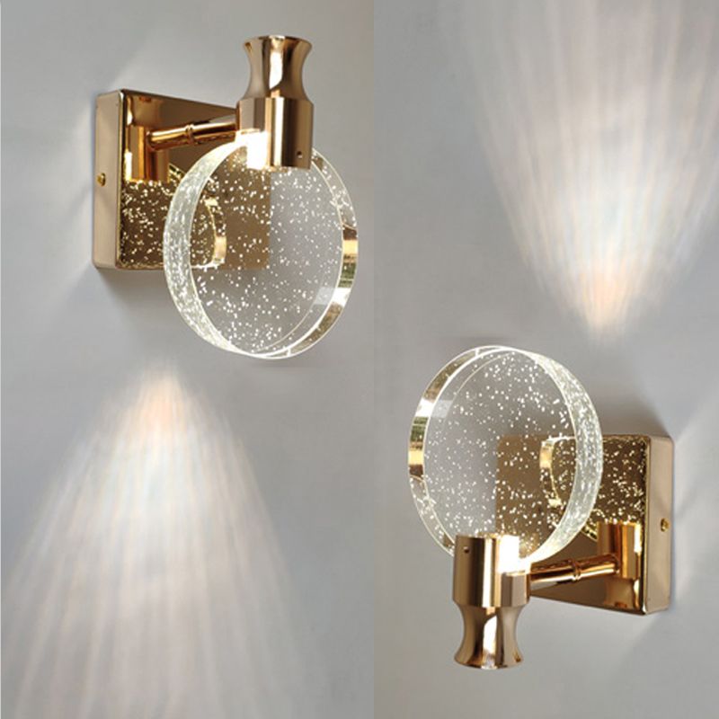 Round Vanity Lighting Modern Style Crystal 1 Light Vanity Wall Sconce