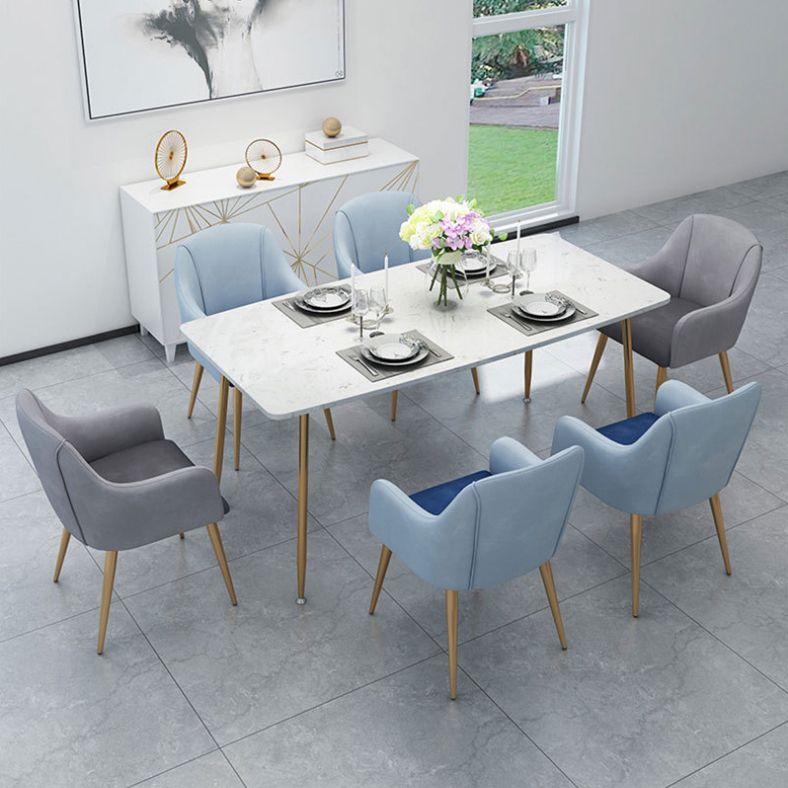 Glam Style Sintered Stone Dining Set Rectangle 1/4/5/7 Pieces Dining Set