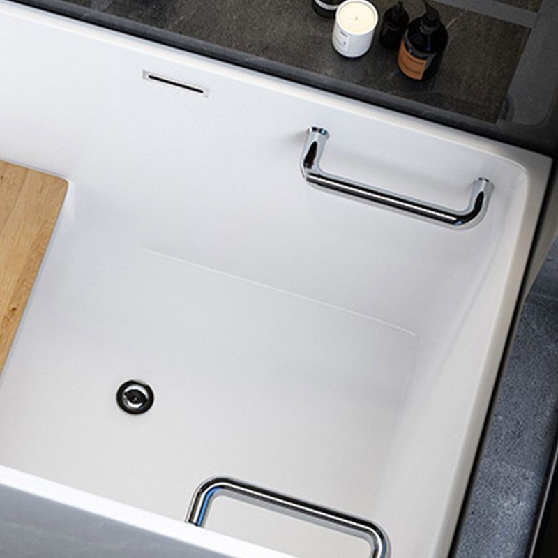 Modern Rectangle White Acrylic Bathtub Back to Wall with Drain Bath Tub and Overflow Hole
