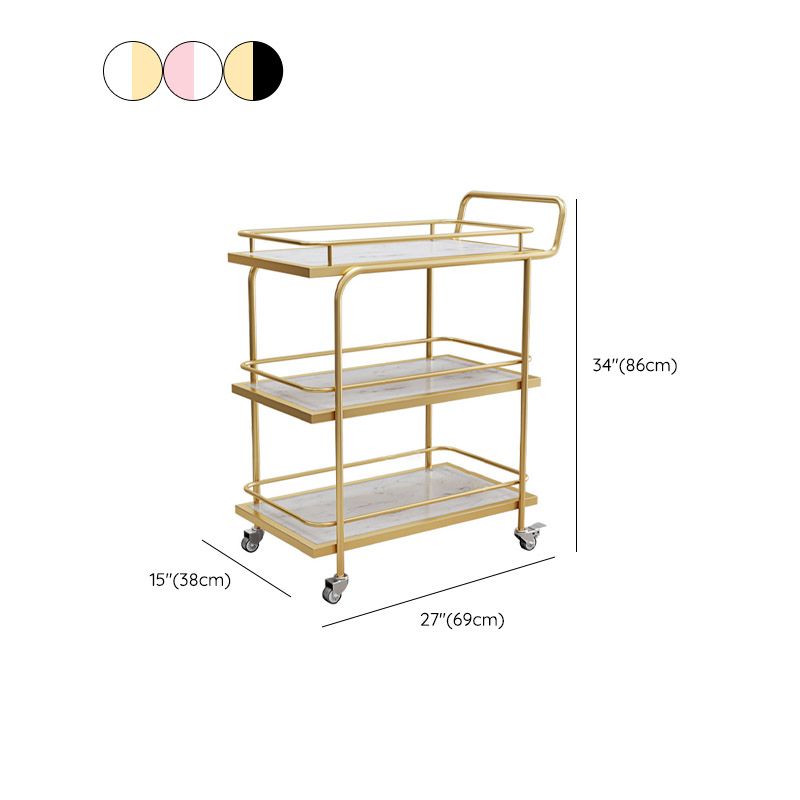 Modern Open Storage Prep Table Rectangular Rolling Kitchen Trolley