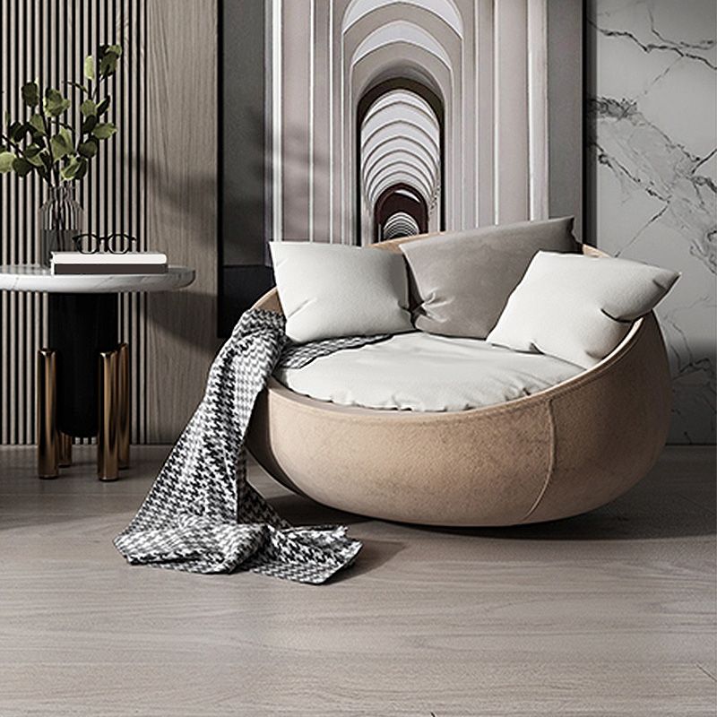 Solid Color Bedroom Cotton Removable Cushions Swivel Armless Accent Chair