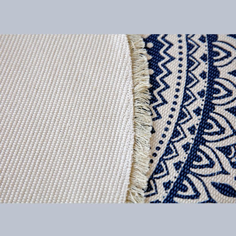 Bohemian Round Carpet Americana Pattern Indoor Rug Cotton Blend Fringe Area Rug for Home Decor